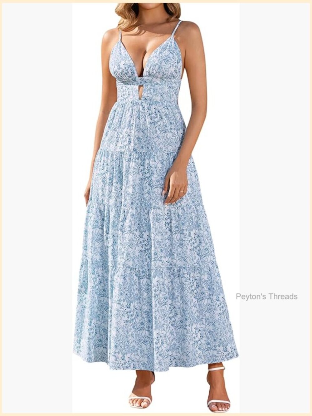 Boho Floral Maxi Dress with Spaghetti Strap and Adjustable Strap - Picture 1 of 6
